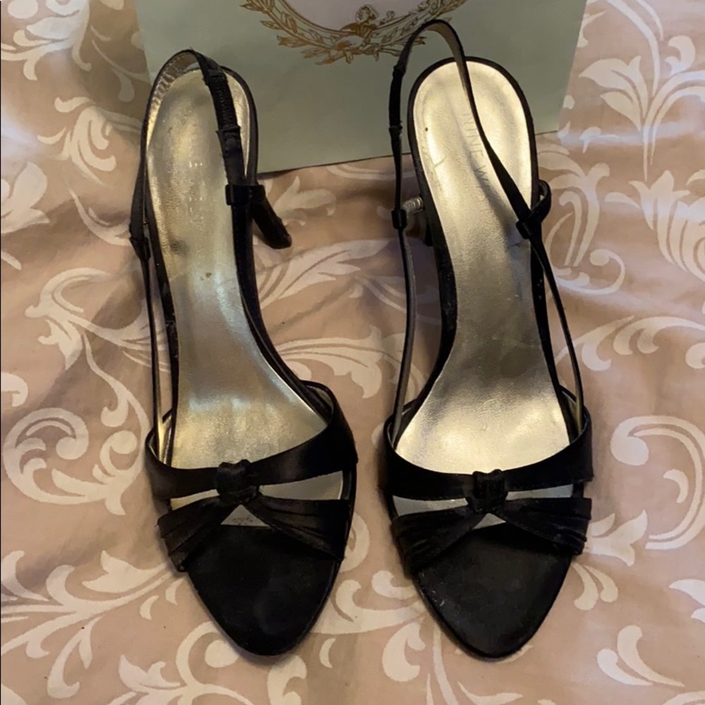 Nine West Silk Black Dress Heels - Picture 2 of 6
